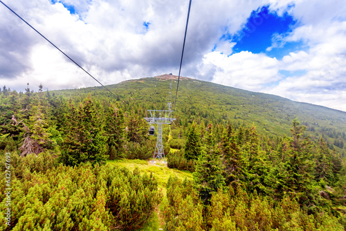 Gondelbahn zur Schneekoppe, Sněžka, Grenze zwischen Tschechien und Polen 