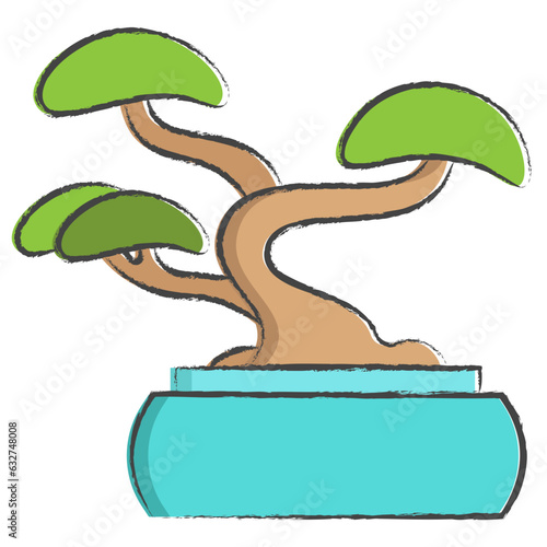 Hand drawn juniper bonsai illustration icon
