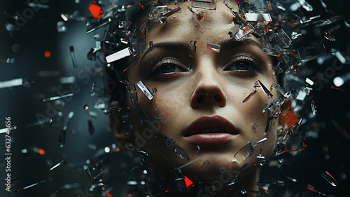 Wallpaper Mural young woman with broken glass on her face Torontodigital.ca