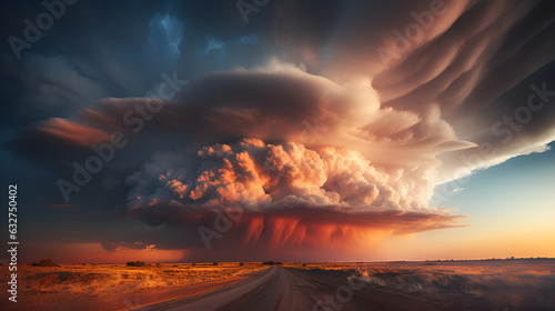 "Tornado's Wrath: The Fury of Nature Unleashed", Vortex, Twister, Super cells, Lightning, thunder, multicolored sky , apocalypse – created with generative AI technology
