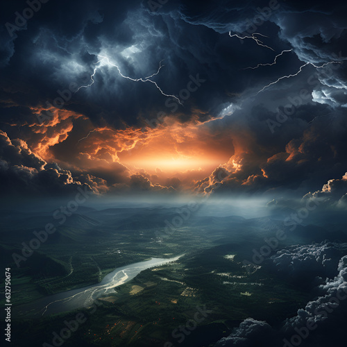 "Tornado's Wrath: The Fury of Nature Unleashed", Vortex, Twister, Super cells, Lightning, thunder, multicolored sky , apocalypse – created with generative AI technology