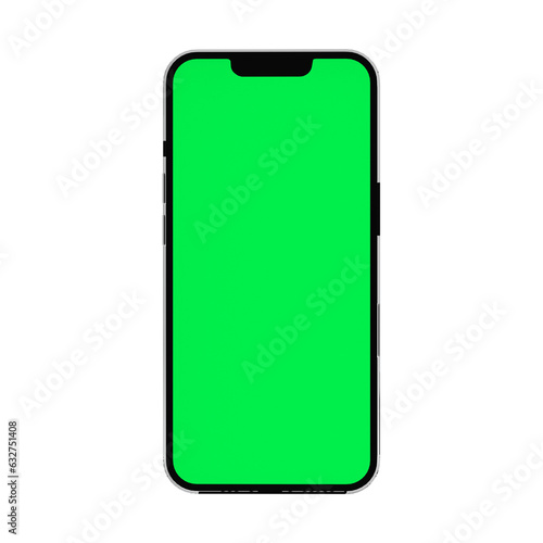 smartphone with blank green screen for vfx mockup app template with chroma 
