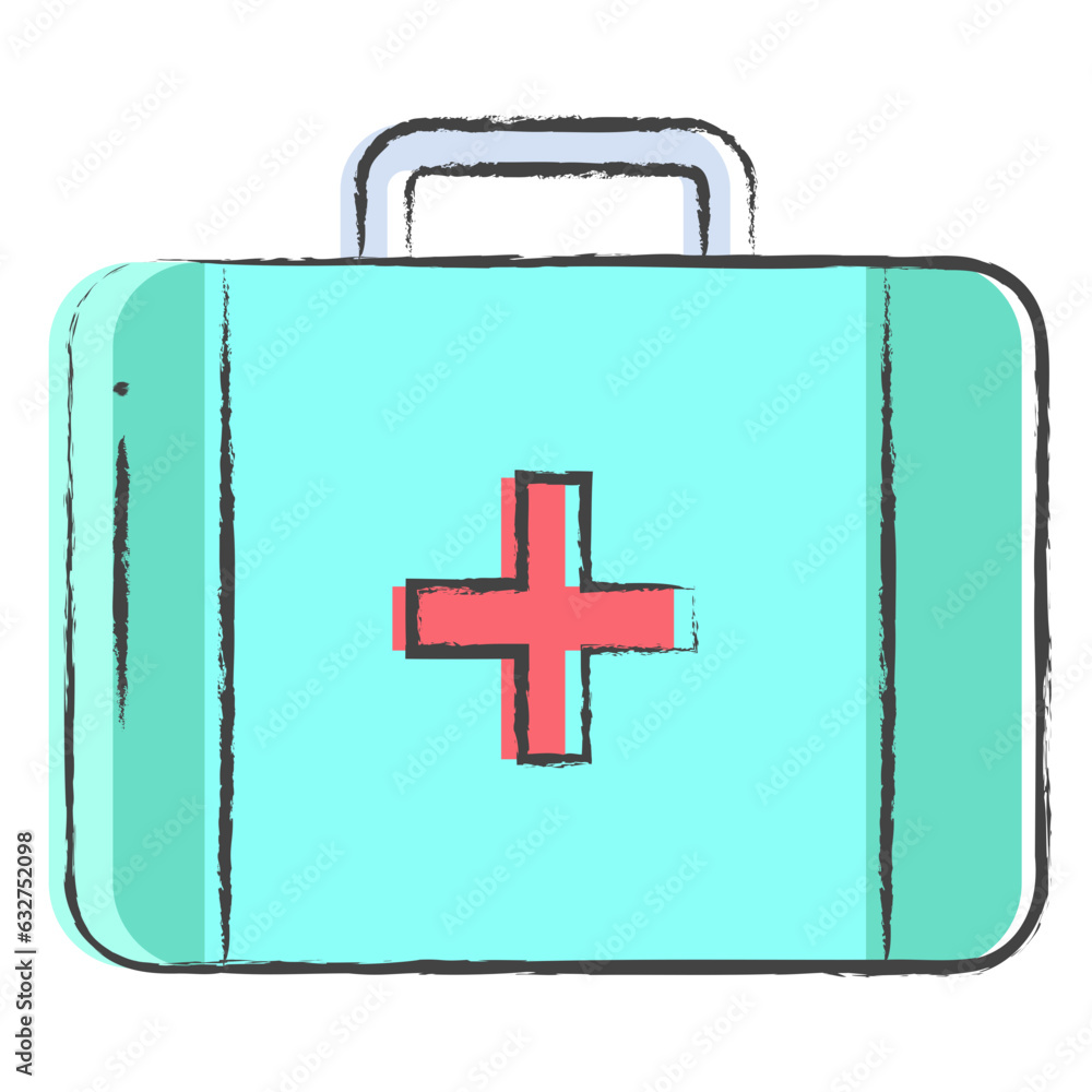 Obraz premium Hand drawn Aid kit illustration icon