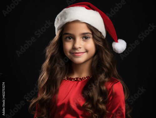 Beautiful girl wearing a santa claus hat