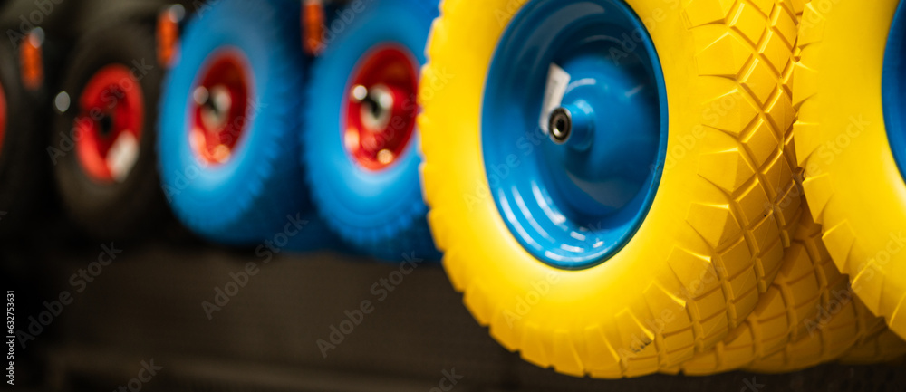 rubber wheels for a transport cart or wheelbarrow