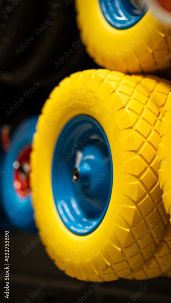 rubber wheels with a tube - pumped - new