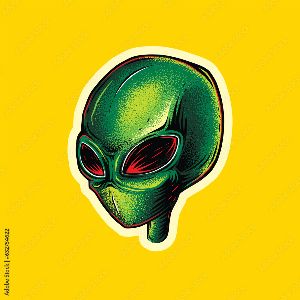Original vector illustration. An alien. T-shirt design. Design elements.
