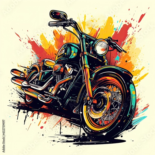 Motor Bike Clip Art or T-Shirt Design illustration
