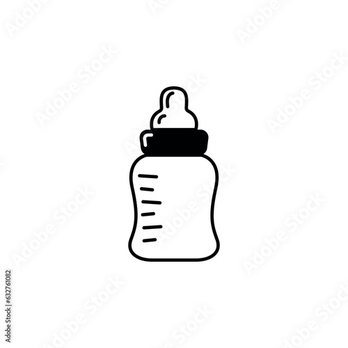 Vector illustration of baby bottle with contour.