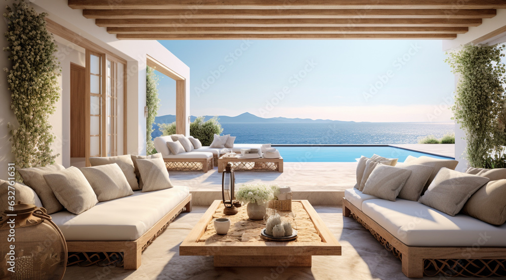 modern room with sea view generativa IA