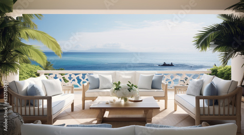 restaurant on the beach in the morning generativa IA