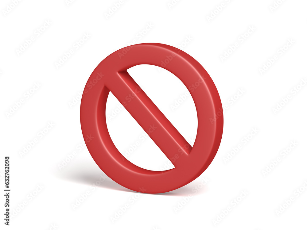 Prohibited sign isolated on white background. Symbol. Prohibition. Forbidden sign. 3d illustration. Prohibited sign isolated on white background. Symbol. Prohibition. Forbidden sign. 3d illustration.