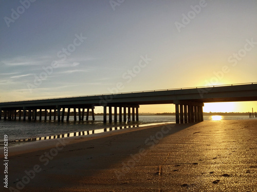 bridge at sunset near Fort Matanzas National Monument, Florida, USA. photo