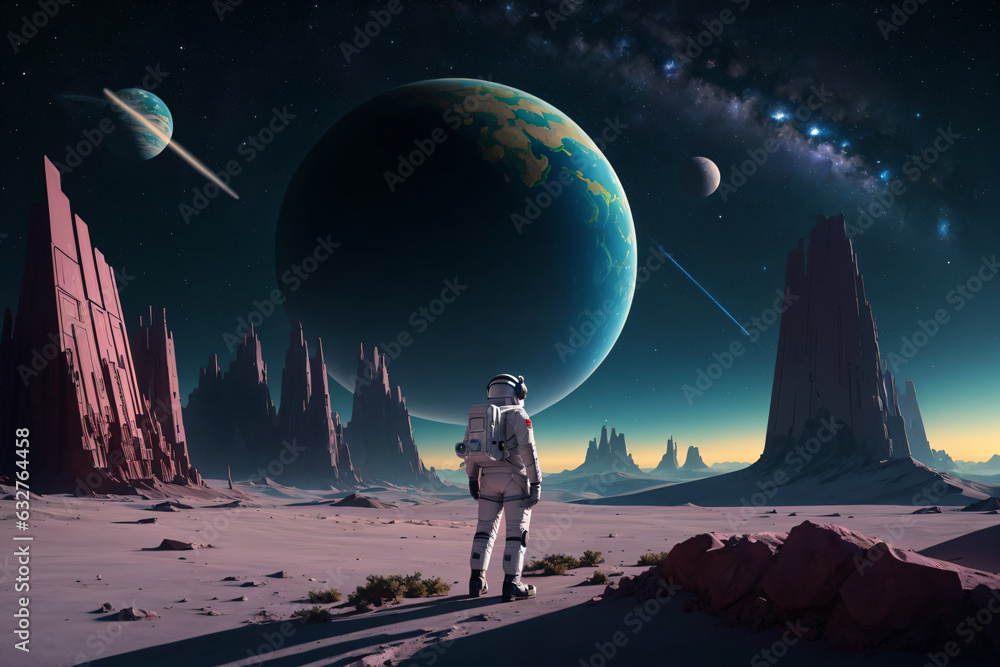 Astronaut's Journey on an Unknown Celestial Canvas Astronaut's Journey on an Unknown Celestial Canvas