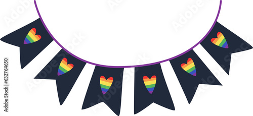 Hand drawn lgbt flag. Pride clipart on a transparent background.