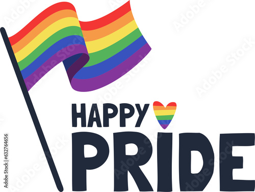 Hand drawn lgbt flag. Pride clipart on a transparent background.