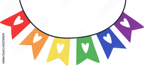 Hand drawn lgbt flag. Pride clipart on a transparent background.