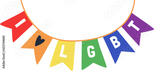 Hand drawn lgbt flag. Pride clipart on a transparent background.