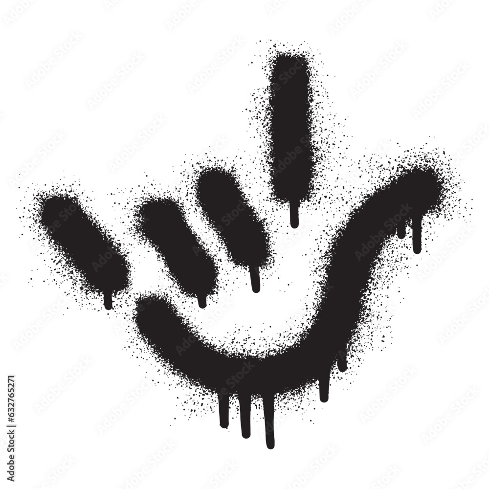 Rock n roll three finger hand gesture with black spray paint Rock n roll three finger hand gesture with black spray paint