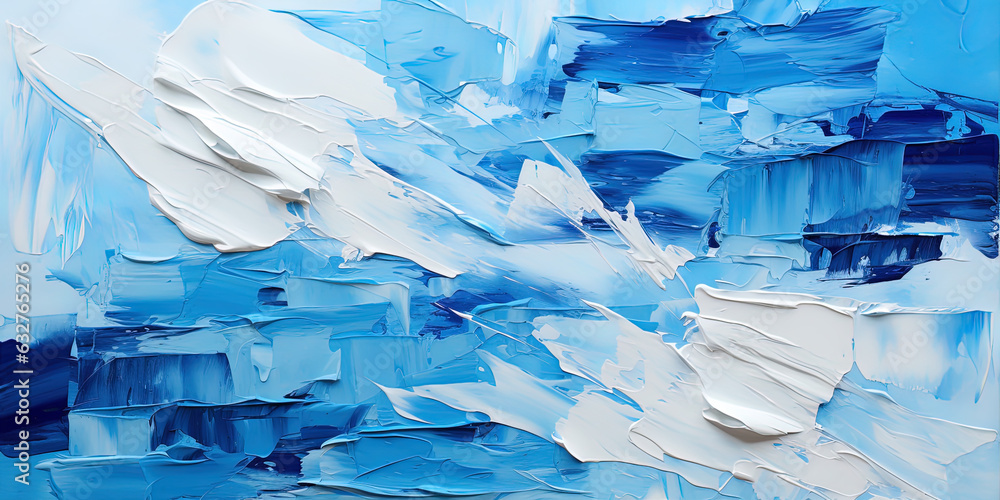 Blue and white oil paint texture background, abstract pattern of brush ...