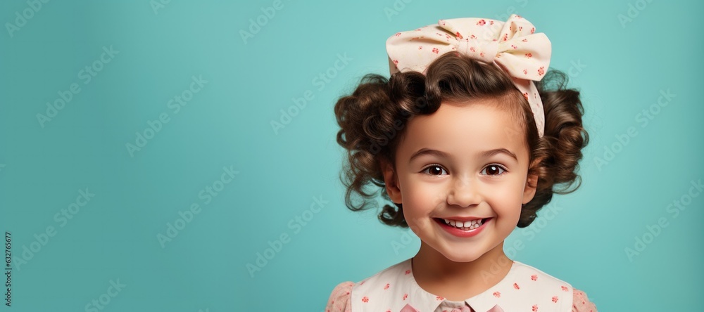Cute Girl Dressed as 1930s Child Actor Movie Star with Copy Space Cute Girl Dressed as 1930s Child Actor Movie Star with Copy Space