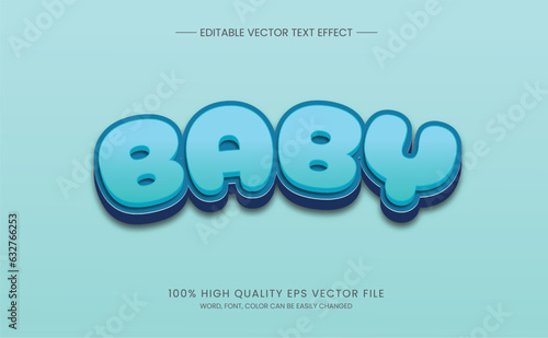 Baby 3d Text Effect Cute Style Editable Vector Design