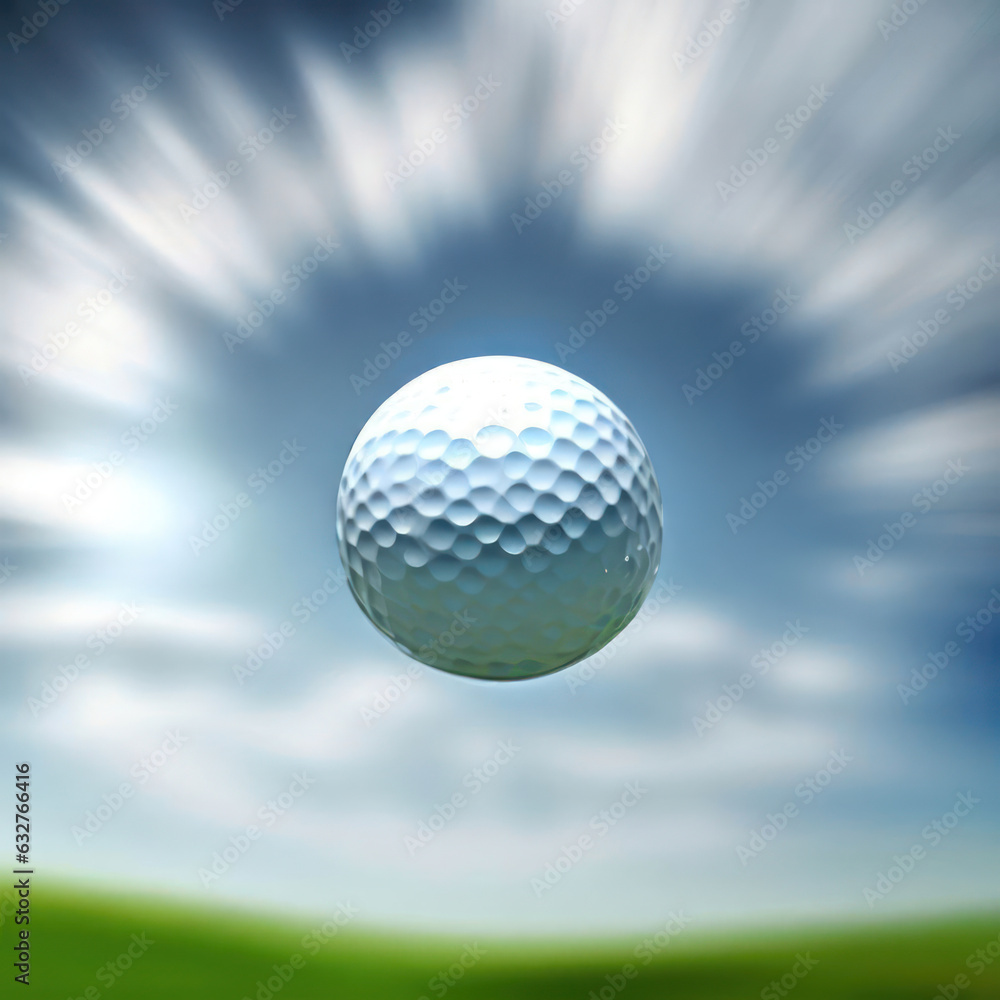 Golf ball flying through the air.generative AI Golf ball flying through the air.generative AI
