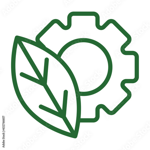 Isolated green leaf with a gear piece icon Vector illustration