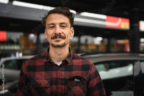 one man happy caucasian male standing at the parking lot in day © Miljan Živković