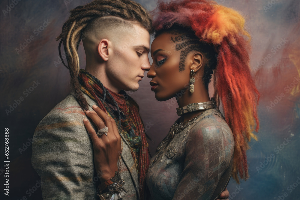 Embracing Love's Power: A Portrait of Unity and Diversity in an LGBTQ+ Couple Embracing Love's Power: A Portrait of Unity and Diversity in an LGBTQ+ Couple