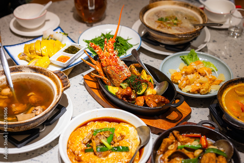 Taiwanese cuisine with lobster dish in restaurant