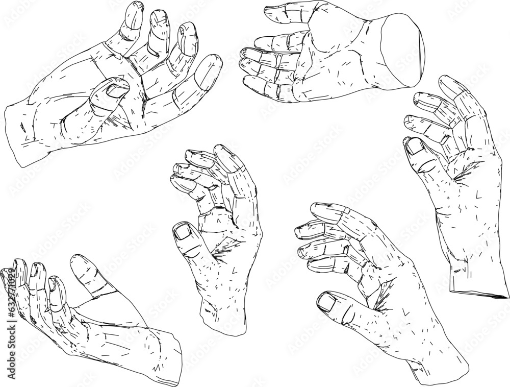Horror truncated hand design illustration vector sketch with long finger