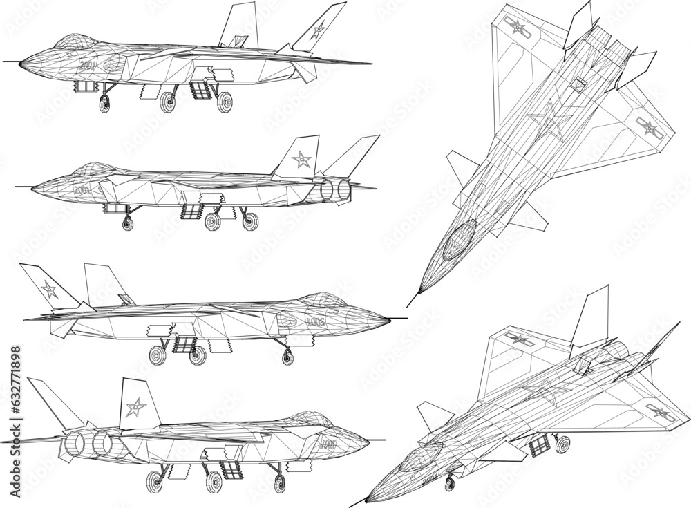 Sketch vector illustration of fully armed fighter plane design flying in the air Sketch vector illustration of fully armed fighter plane design flying in the air