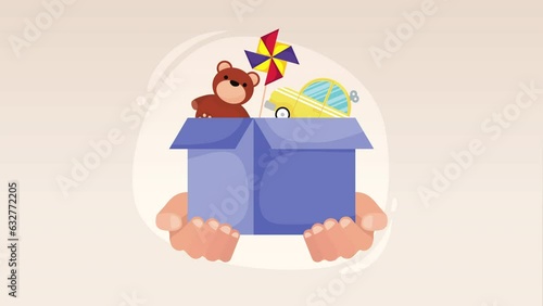 toys in box donations campaign animation