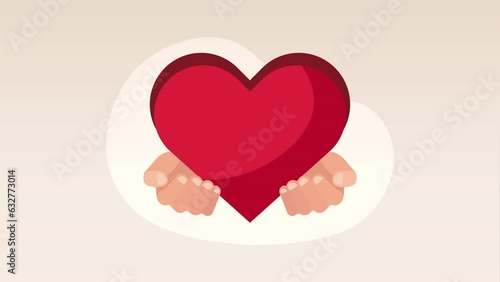 hands lifting heart love animation