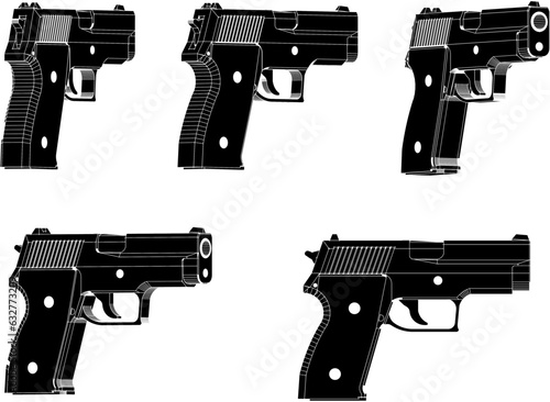 Vector illustration sketch of gun fighting equipment with bullets