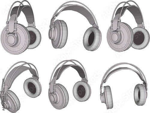 Vector illustration sketch of modern minimalistic headset headphones design