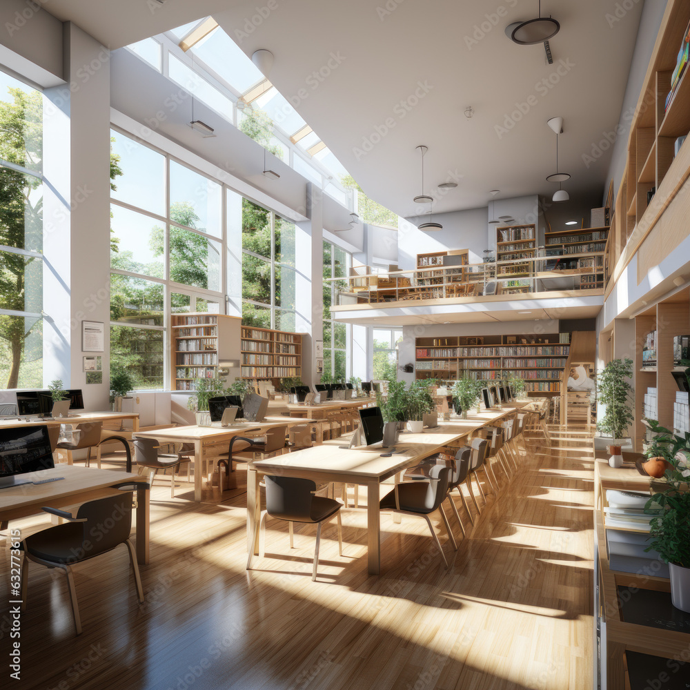 The library in a university with scholars
The library in a university with scholars