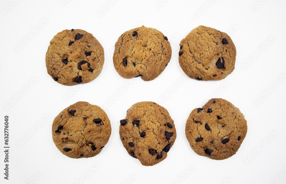 chocolate chip cookies isolated on white background chocolate chip cookies isolated on white background