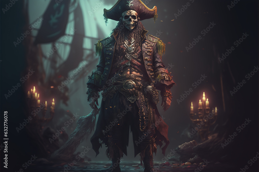 Fototapeta premium pirate captain, pirate with a very detailed outfit