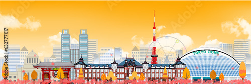 秋　東京　名所　風景　背景	