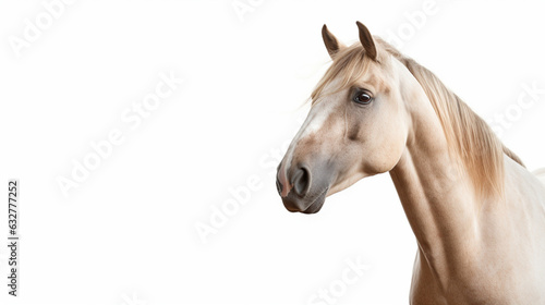 white horse isolated looking at. white background, transparent background