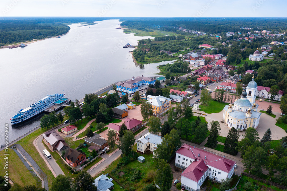 City of Myshkin. Aerial view of the Assumption Cathedral. Russia