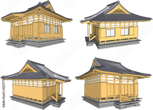 Vector sketch illustration of japanese shrine design shrine god goddess model.