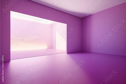 Purple Wall interior Background in Empty Room. generative ai