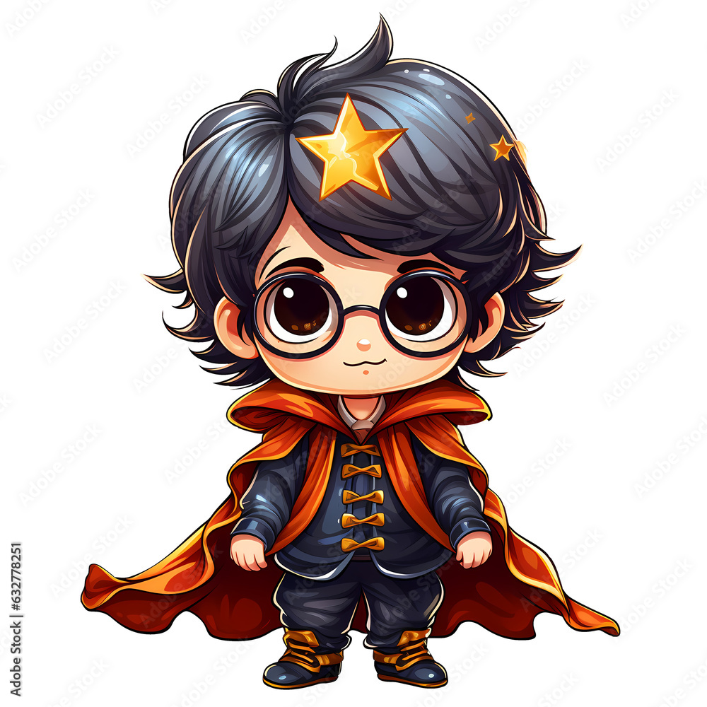 Cute Little Wizard Halloween Clipart Illustration