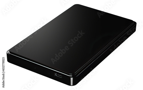 Black external hard disk isolated.