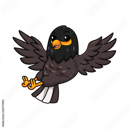 Cute myna bird cartoon flying
