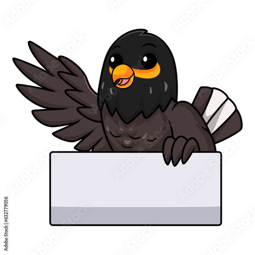 Cute myna bird cartoon waving hand