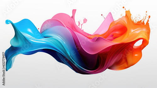 A colorful splash of paint on a white background. Rainbow wave on white background.